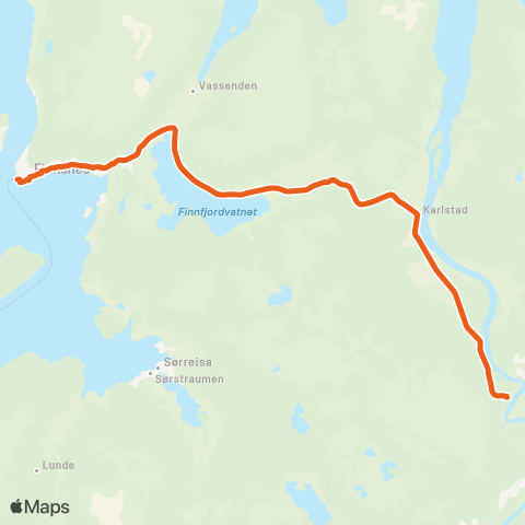 Svipper Finnsnes-Karlstad-Buktamoen map