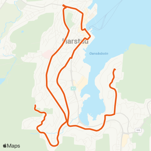 Svipper Gansås-Sentrum-UNN-Fagerlia map