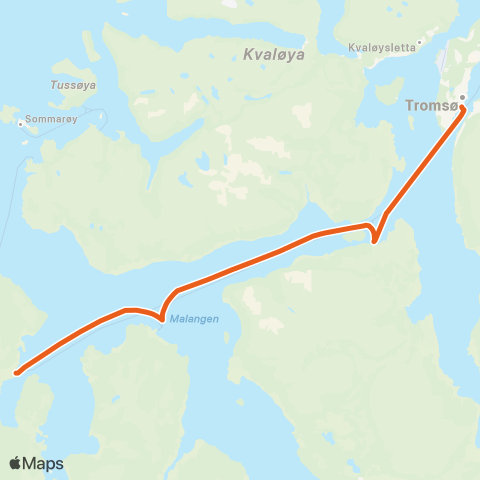 Svipper Tromsø-Vikran-Tennskjer-Lysnes map