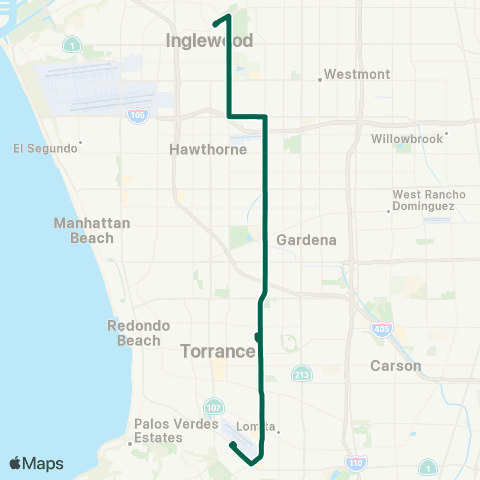 Torrance Transit Torrance - Downtown Inglewood map