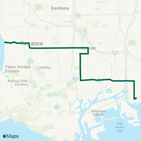 Torrance Transit Redondo Beach - Long Beach map