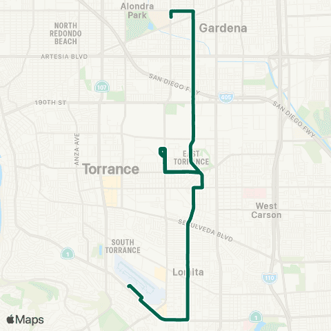 Torrance Transit Torrance Airport - El Camino College map