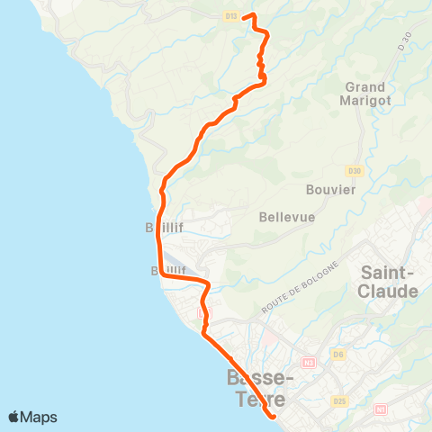 Trans Sud Karata - Basse-Terre map