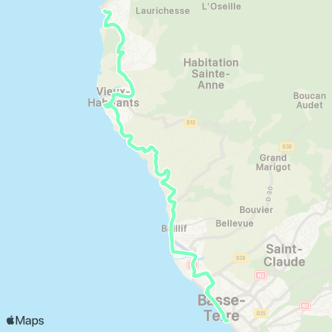 Trans Sud Pointe Dubuque - Basse-Terre map