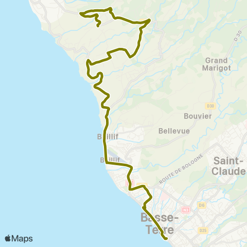 Trans Sud Grand Croix Sud - Basse-Terre map