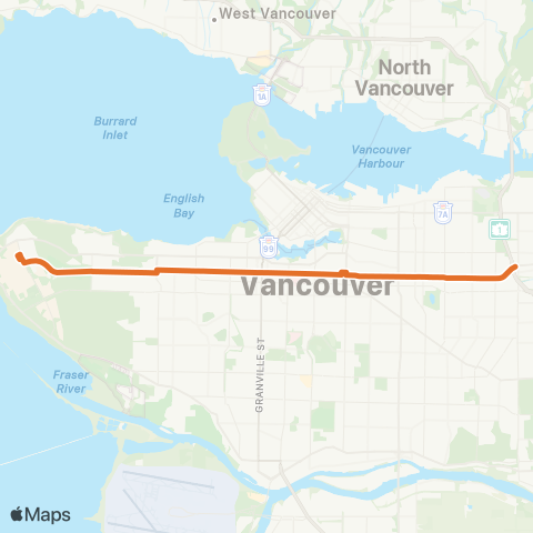 TransLink Commercial-Broadway / UBC (B-Line) map
