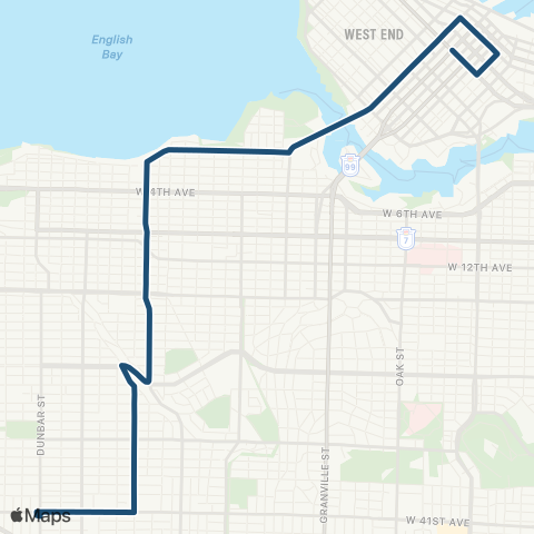 TransLink Downtown / Macdonald Nightbus map
