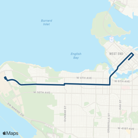 TransLink Downtown / UBC Nightbus map