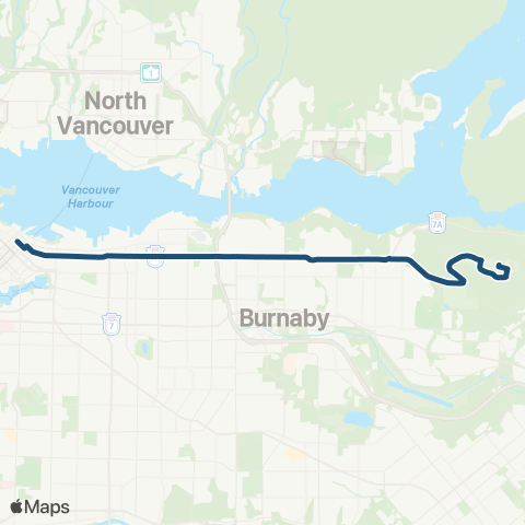 TransLink Downtown / SFU Nightbus map