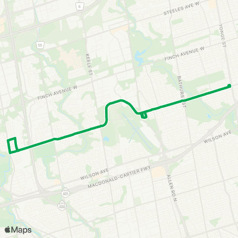 TTC Sheppard West Express map