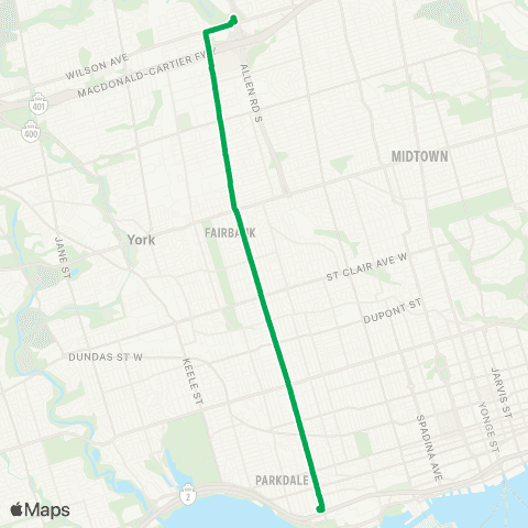 TTC Dufferin Express map