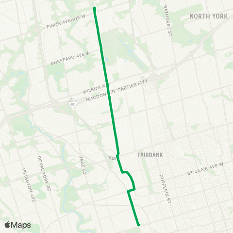 TTC Keele Express map