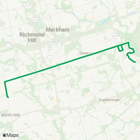 TTC Steeles East Express map