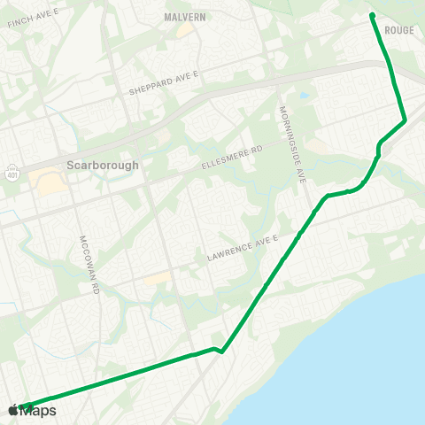 TTC Scarborough Express map