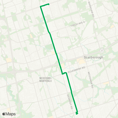 TTC Kennedy Express map