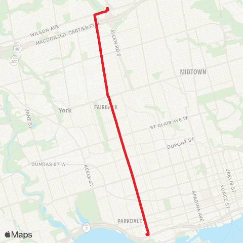 TTC Dufferin map