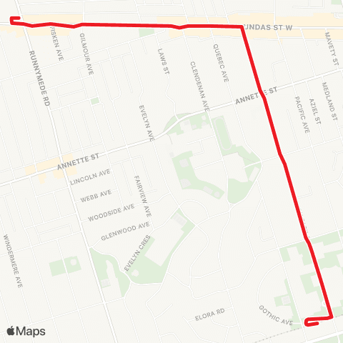 TTC High Park North map