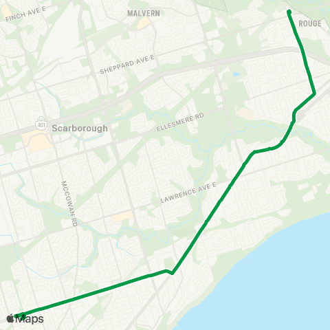 TTC Scarborough Express map