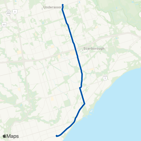 TTC Kingston Rd-McCowan map