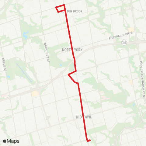 TTC Yonge map