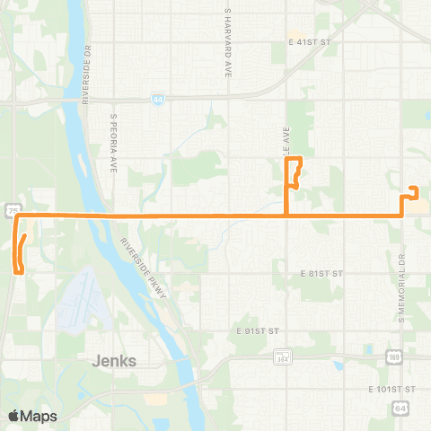 Tulsa Transit West Tulsa / 71st map
