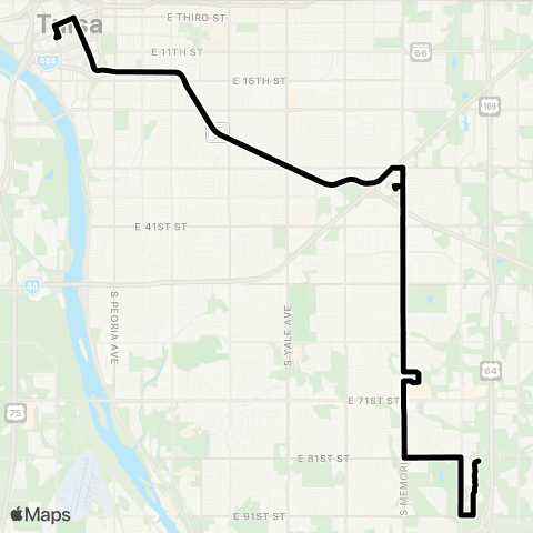 Tulsa Transit Crosstown map