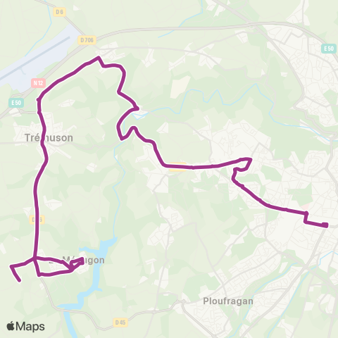 TUB La Méaugon - Gare routière Robien map