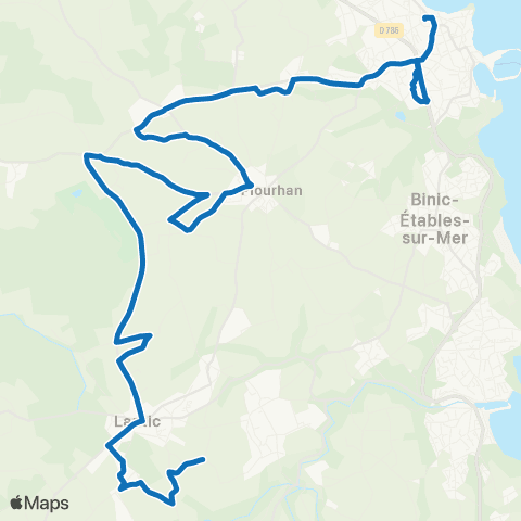 TUB - Lignes scolaires Lantic - Plourhan - St Quay Portrieux map
