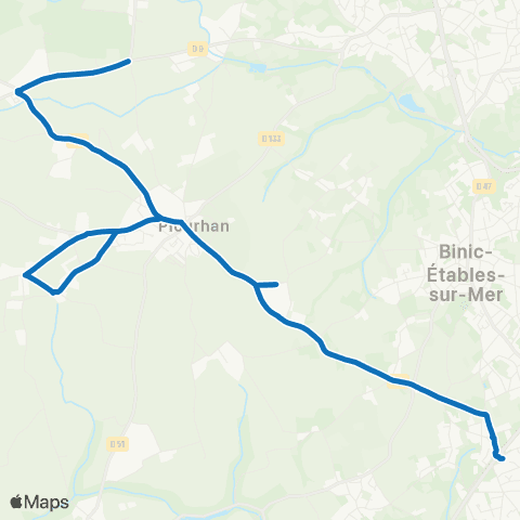 TUB - Lignes scolaires Plourhan - les Prés Calans map