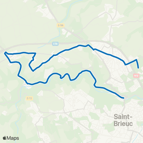 TUB - Lignes scolaires Pont de Gouët - Collège St Pierre map