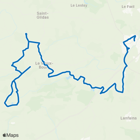 TUB - Lignes scolaires Le Vieux-Bourg - St Bihy - Lanfains - Quintin map