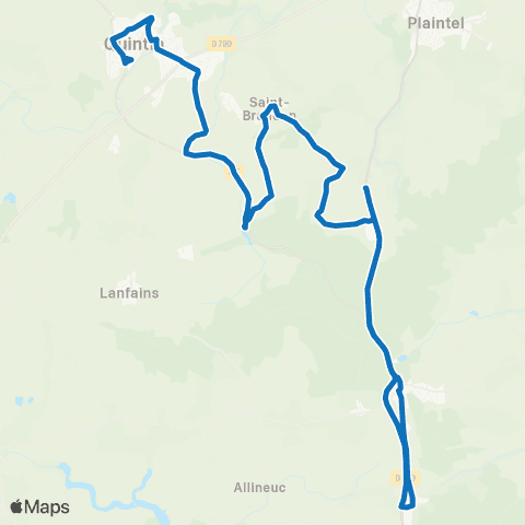 TUB - Lignes scolaires L'Hermitage Lorge - St Brandan - Lanfains - Quintin map