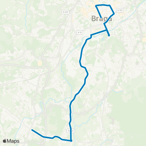 TUB Avenida Da Liberdade - Celeirós via Pinheiro Do Bicho map