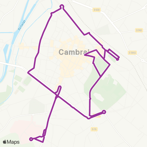 TUC Navette 1 Tour de Ville map