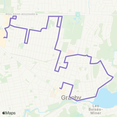 Transport Urbain Granby Nord map