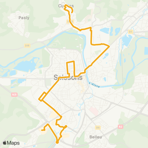 TUS Vauxbuin Maisons rouges - Zone commerciale - Presles - Ctre-ville - Coty - Cuffies map