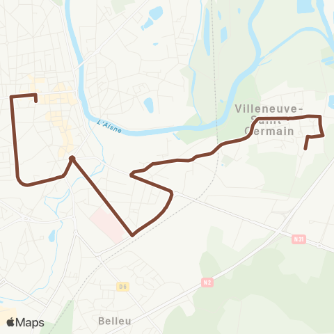TUS Villeneuve-St-Germain - Gare - Ctre-ville map