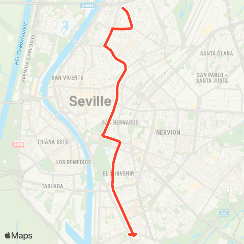 TUSSAM Plg. Norte H. Virgen del Rocio map