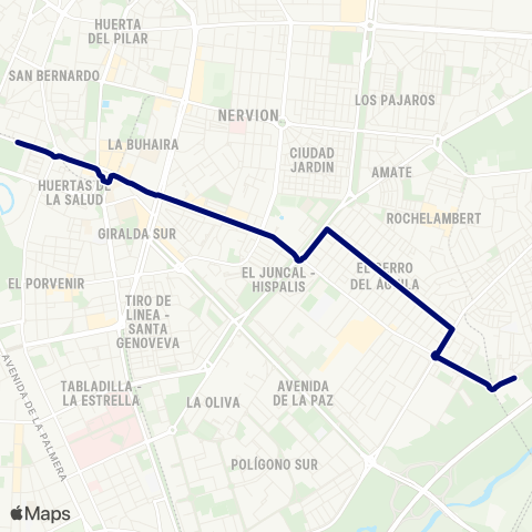TUSSAM Prado San Sebastián - Cerro del Aguila map