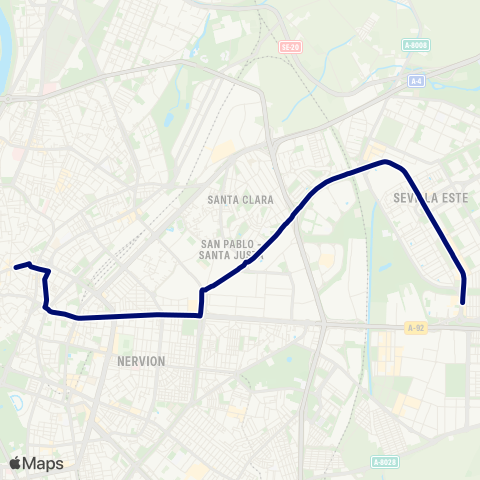 TUSSAM Ponce de León - Sevilla Este map