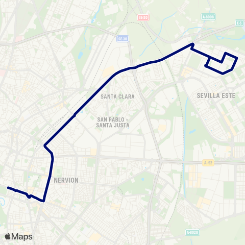 TUSSAM Prado San Sebastián - Alcosa map