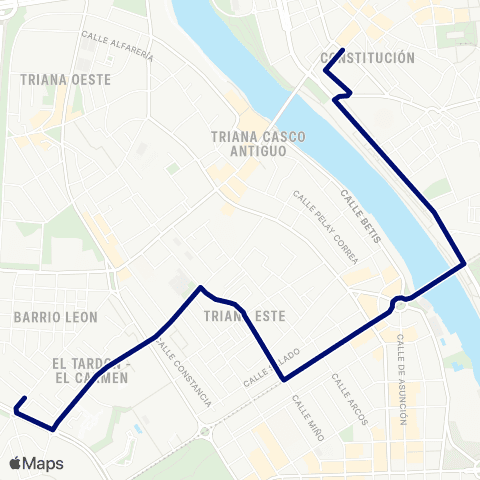 TUSSAM Reyes Catolicos - Triana map