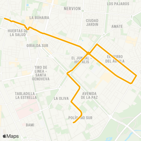 TUSSAM P.San Sebastian - Poligono Sur map