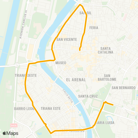 TUSSAM Circular Nocturno map