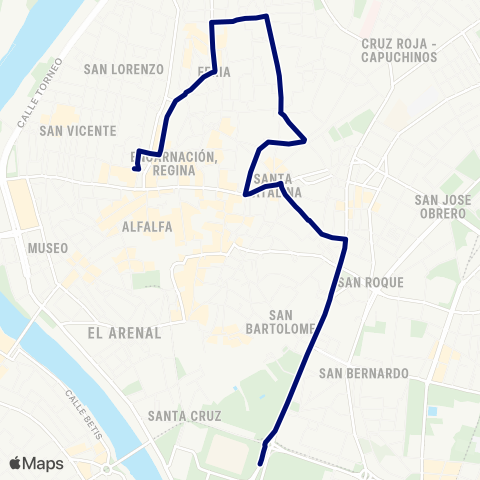 TUSSAM Circular Centro map