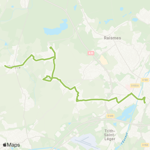 Transvilles Wallers Hertain - Valenciennes Ste Catherine map