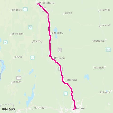 Tri-Valley Transit Rutland Connector map