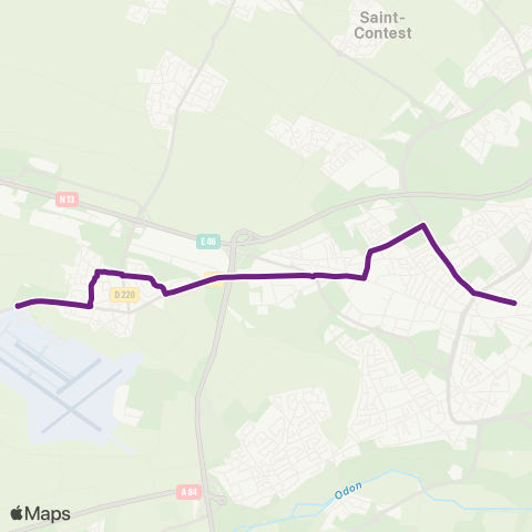 Twisto Carpiquet Aéroport - Caen Lycée de Gaulle map