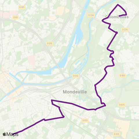Twisto Colombelles Mairie - Caen Rostand Fresnel map