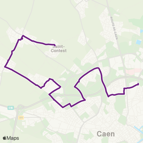 Twisto St-Contest Église - Caen Cité U Lébisey map